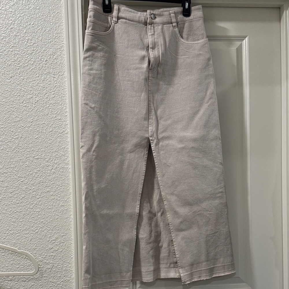 BP Beige Midi Jean Skirt with Front Slit